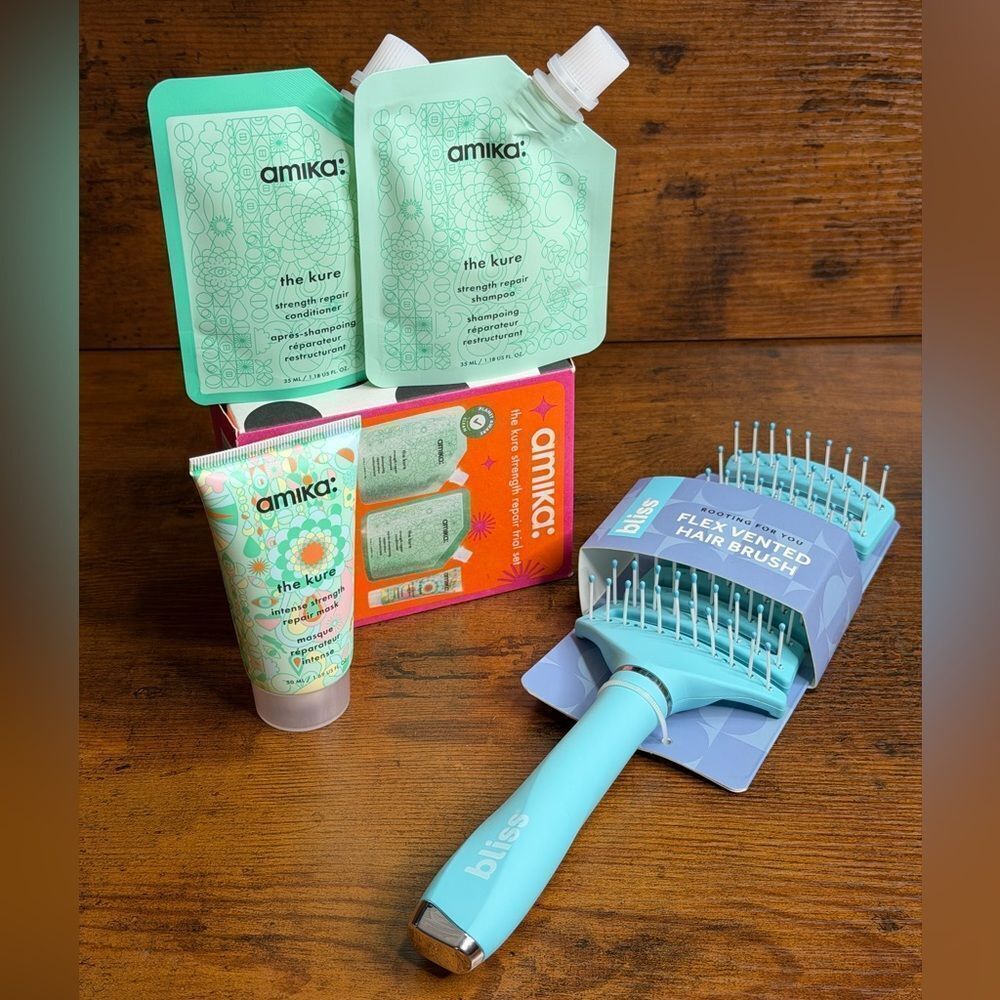 Amika The Kure Trial Set + Bliss Flex Vented Brush Bundle NWT - Picture 2 of 15